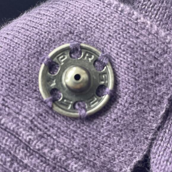 Juicy Couture Womens L Convertible Cowl Neck Button Up Cardigan Purple Lagenlook - Picture 11 of 12